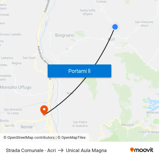 Strada  Comunale  - Acri to Unical Aula Magna map
