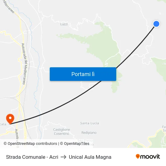 Strada Comunale - Acri to Unical Aula Magna map