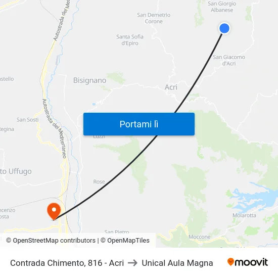 Contrada Chimento, 816 - Acri to Unical Aula Magna map