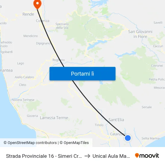 Strada Provinciale 16 - Simeri Crichi to Unical Aula Magna map