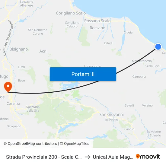 Strada Provinciale 200 - Scala Coeli to Unical Aula Magna map
