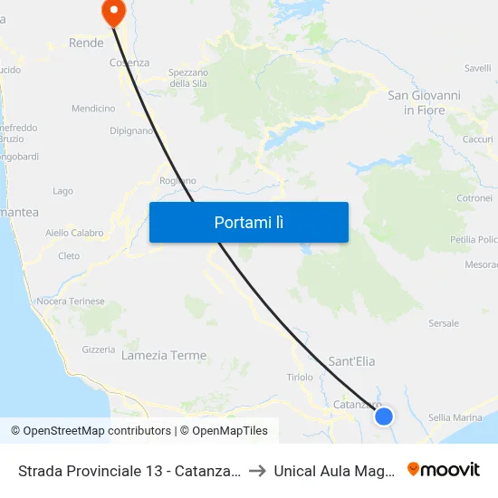 Strada Provinciale 13 - Catanzaro to Unical Aula Magna map