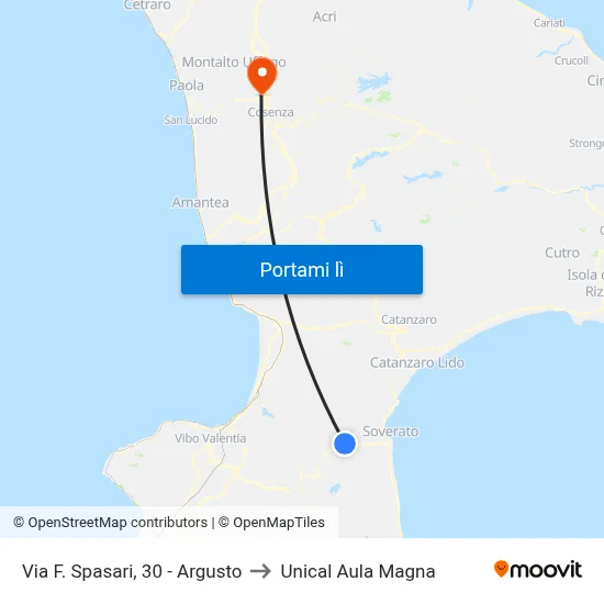 Via F. Spasari, 30 - Argusto to Unical Aula Magna map