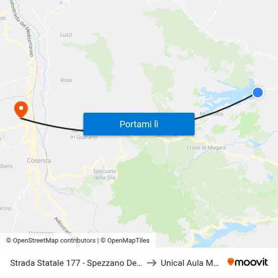 Strada Statale 177 - Spezzano Della Sila to Unical Aula Magna map