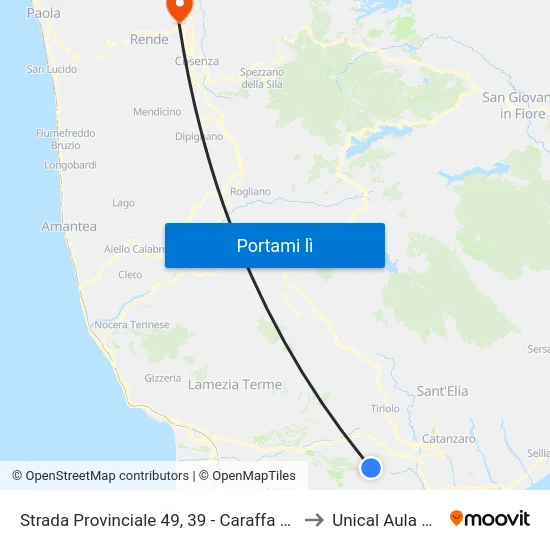 Strada Provinciale 49, 39 - Caraffa Di Catanzaro to Unical Aula Magna map