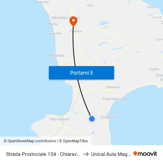 Strada Provinciale 154 - Chiaravalle to Unical Aula Magna map