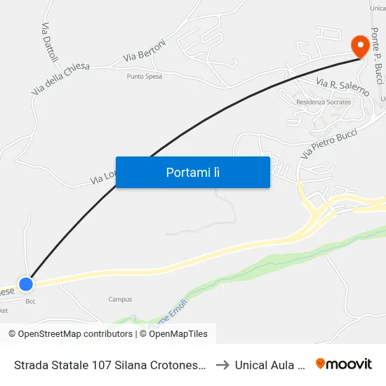 Strada Statale 107 Silana Crotonese, 296 - Rende to Unical Aula Magna map