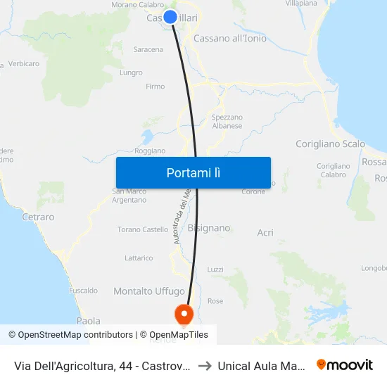 Via Dell'Agricoltura, 44 - Castrovillari to Unical Aula Magna map
