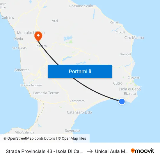 Strada Provinciale 43 - Isola Di Capo Rizzuto to Unical Aula Magna map