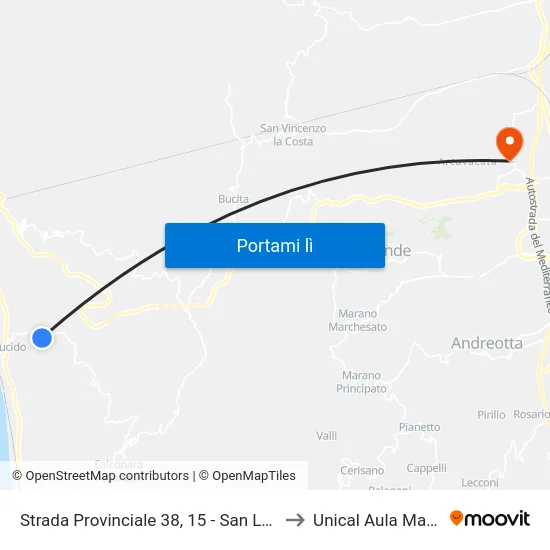 Strada Provinciale 38, 15 - San Lucido to Unical Aula Magna map