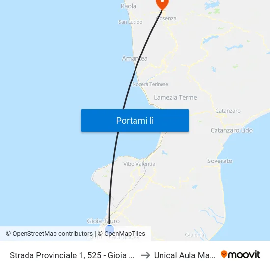 Strada Provinciale 1, 525 - Gioia Tauro to Unical Aula Magna map