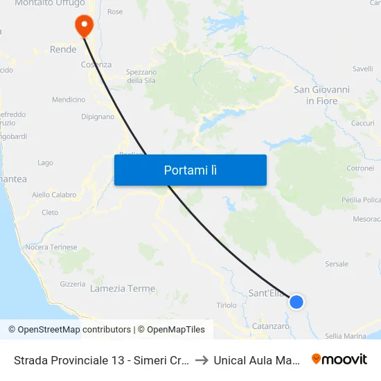 Strada Provinciale 13 - Simeri Crichi to Unical Aula Magna map