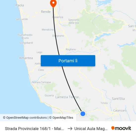 Strada Provinciale 168/1 - Maida to Unical Aula Magna map