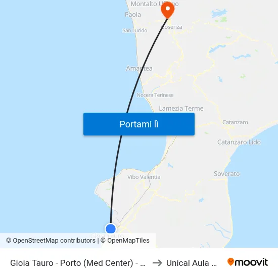 Gioia Tauro - Porto (Med Center) - Gioia Tauro to Unical Aula Magna map