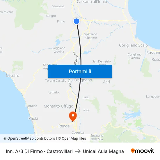 Inn. A/3 Di Firmo - Castrovillari to Unical Aula Magna map