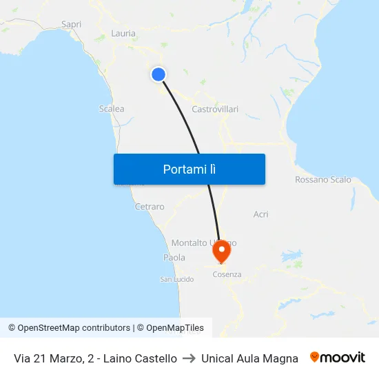 Via 21 Marzo, 2 - Laino Castello to Unical Aula Magna map