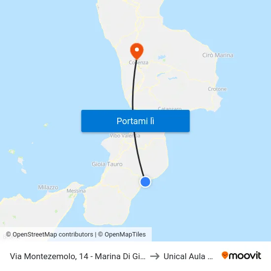 Via Montezemolo, 14 - Marina Di Gioiosa Ionica to Unical Aula Magna map