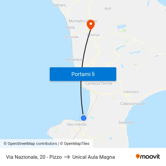 Via Nazionale, 20 - Pizzo to Unical Aula Magna map