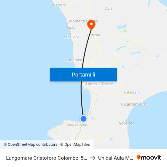 Lungomare Cristoforo Colombo, 50 - Pizzo to Unical Aula Magna map