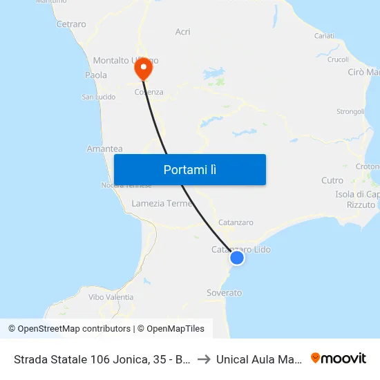 Strada Statale 106 Jonica, 35 - Borgia to Unical Aula Magna map