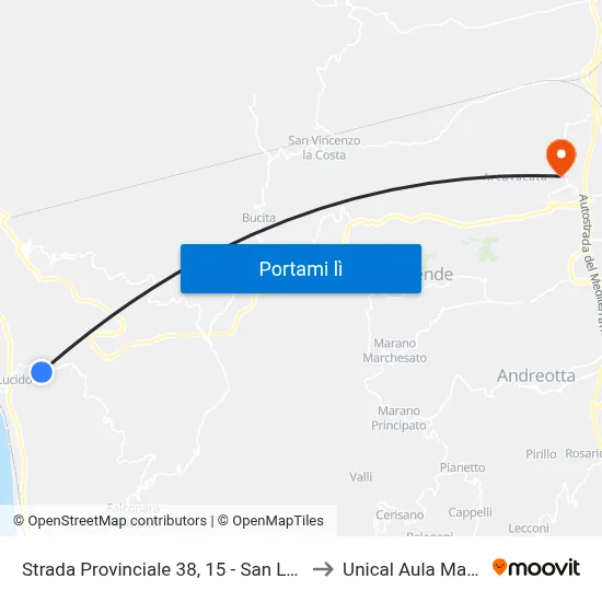 Strada Provinciale 38, 15 - San Lucido to Unical Aula Magna map