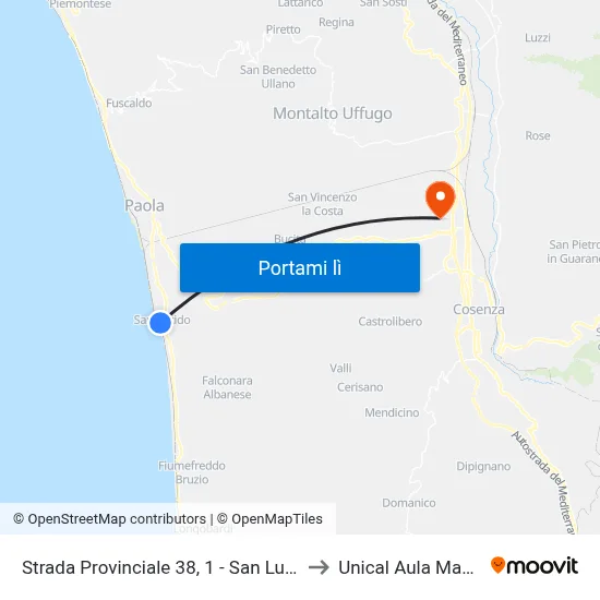 Strada Provinciale 38, 1 - San Lucido to Unical Aula Magna map