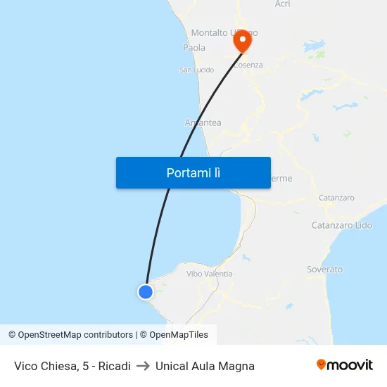 Vico Chiesa, 5 - Ricadi to Unical Aula Magna map