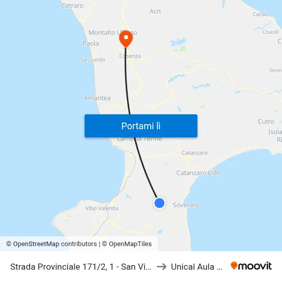Strada Provinciale 171/2, 1 - San Vito Sullo Ionio to Unical Aula Magna map