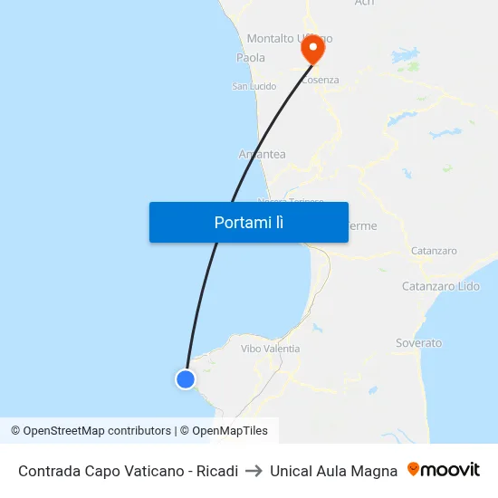 Contrada Capo Vaticano - Ricadi to Unical Aula Magna map