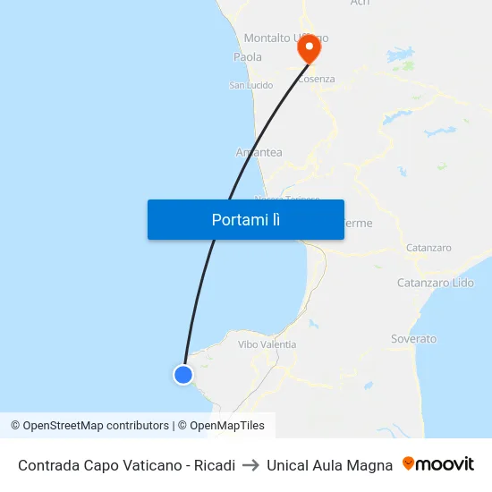 Contrada Capo Vaticano - Ricadi to Unical Aula Magna map