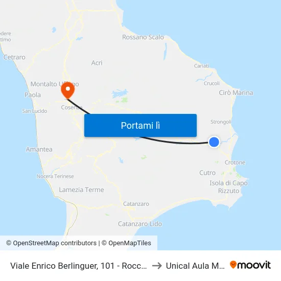 Viale Enrico Berlinguer, 101 - Rocca Di Neto to Unical Aula Magna map