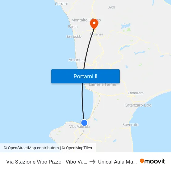 Via Stazione Vibo Pizzo - Vibo Valentia to Unical Aula Magna map