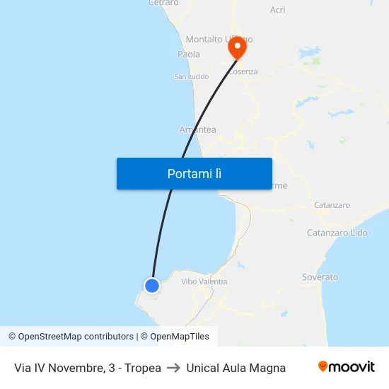 Via IV Novembre, 3 - Tropea to Unical Aula Magna map