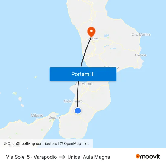 Via Sole, 5 - Varapodio to Unical Aula Magna map