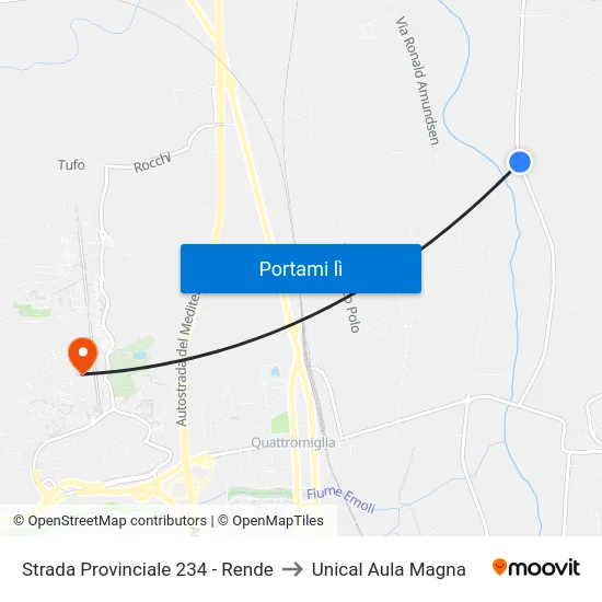 Strada Provinciale 234 - Rende to Unical Aula Magna map