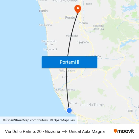 Via  Delle Palme, 20 - Gizzeria to Unical Aula Magna map