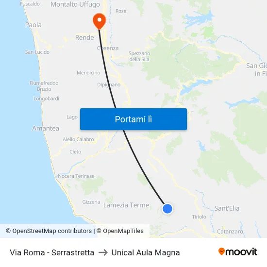 Via  Roma - Serrastretta to Unical Aula Magna map