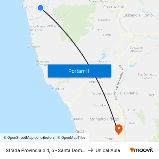 Strada Provinciale 4, 6 - Santa Domenica Talao to Unical Aula Magna map