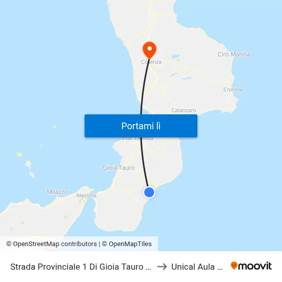 Strada Provinciale 1 Di Gioia Tauro E Locri - Locri to Unical Aula Magna map