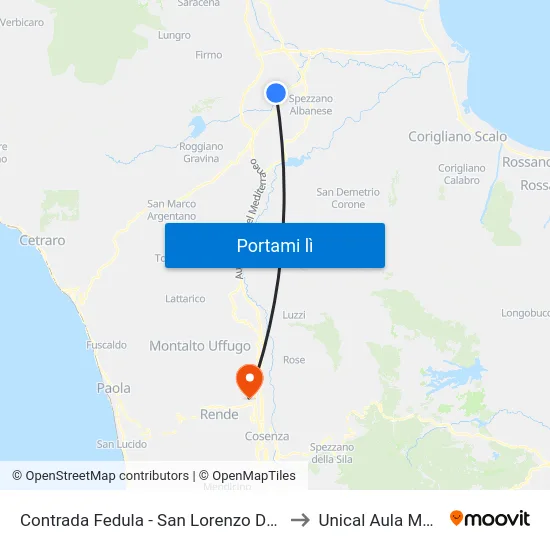 Contrada Fedula - San Lorenzo Del Vallo to Unical Aula Magna map