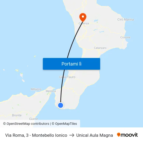 Via Roma, 3 - Montebello Ionico to Unical Aula Magna map