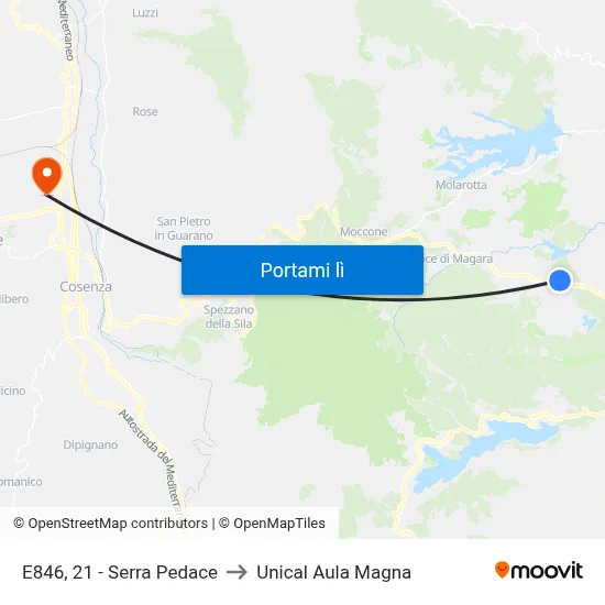E846, 21 - Serra Pedace to Unical Aula Magna map