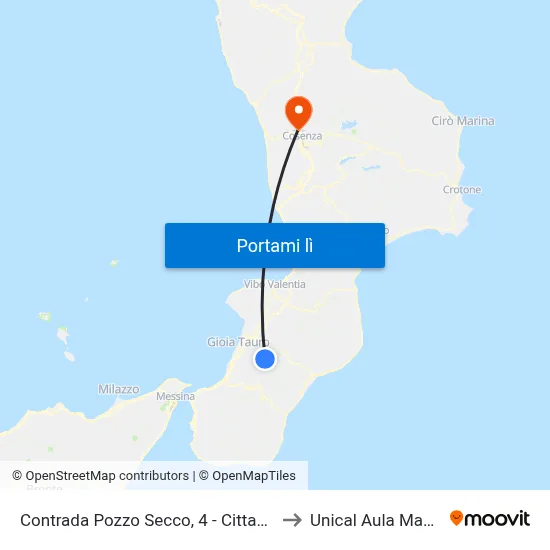 Contrada Pozzo Secco, 4 - Cittanova to Unical Aula Magna map