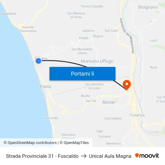 Strada Provinciale 31 - Fuscaldo to Unical Aula Magna map
