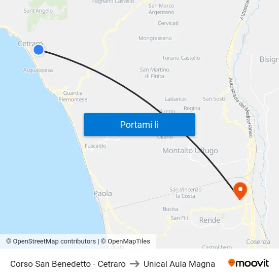 Corso San Benedetto - Cetraro to Unical Aula Magna map