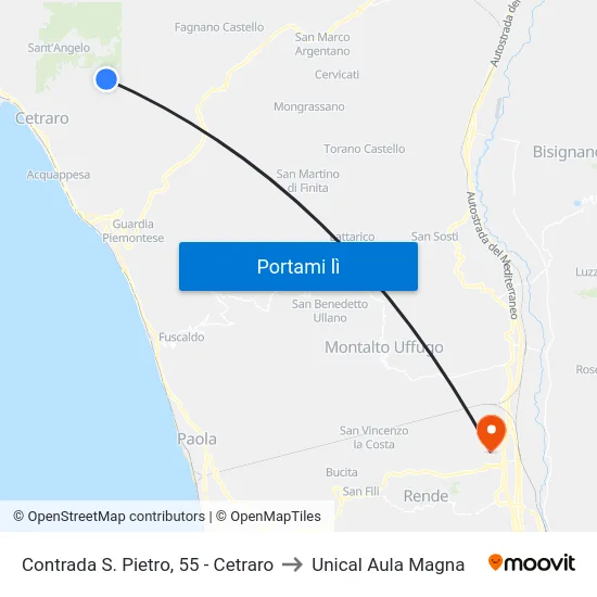 Contrada S. Pietro, 55 - Cetraro to Unical Aula Magna map