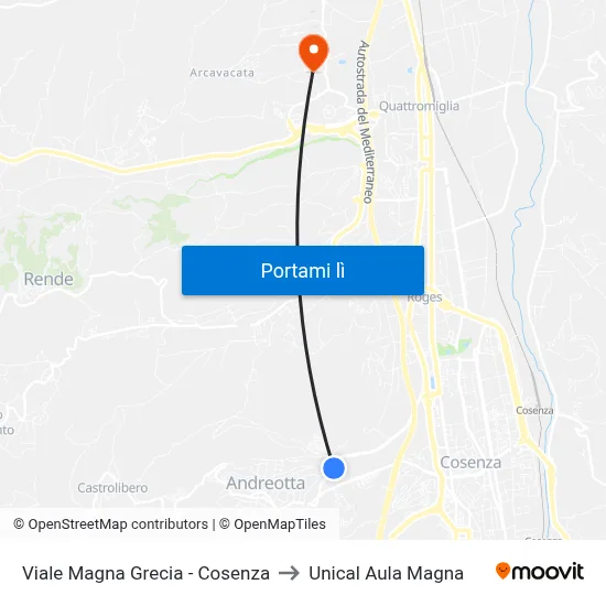 Viale Magna Grecia - Cosenza to Unical Aula Magna map