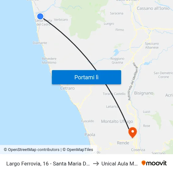 Largo Ferrovia, 16 - Santa Maria Del Cedro to Unical Aula Magna map