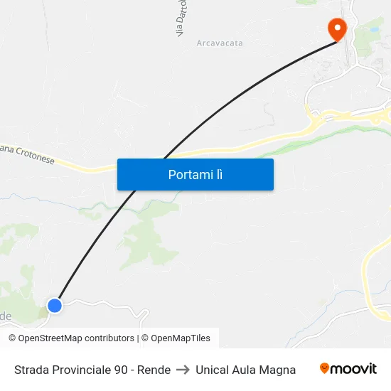 Strada Provinciale 90 - Rende to Unical Aula Magna map