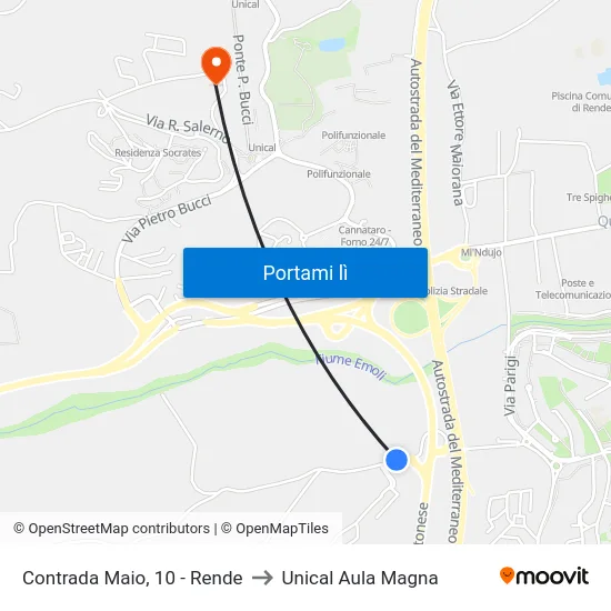 Contrada Maio, 10 - Rende to Unical Aula Magna map